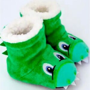Fuzzy Toddler Dinosaur Slippers